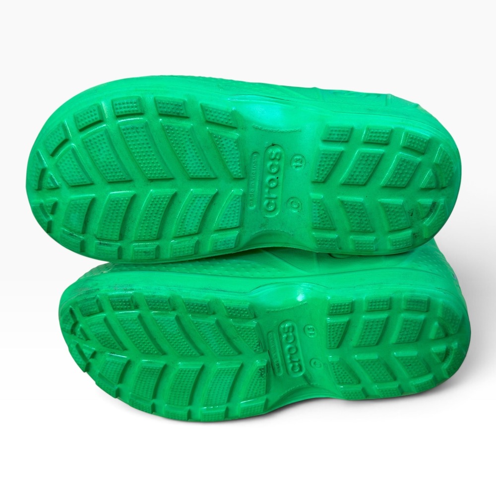 Crocs Handle It Rain Boots Kids C13 Green Waterproof Pull On 12803 - Picture 4 of 6
